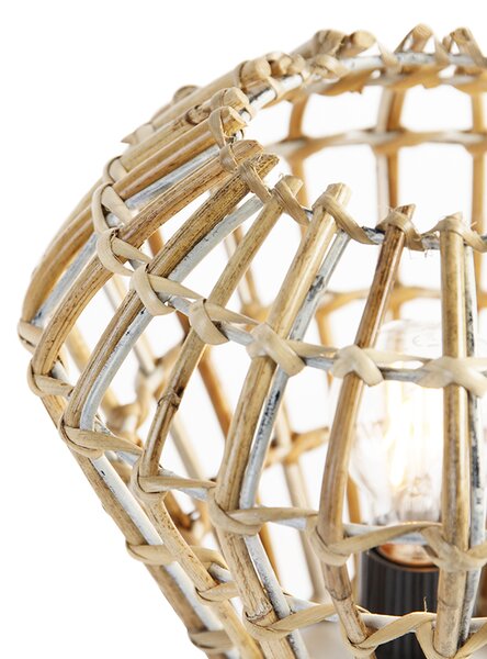 Rustykalna lampa stołowa bambusowa z białym - Canna Diamond