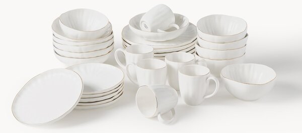Komplet naczyń z porcelany z reliefem Sali, dla 6 osób (30 elem.)
