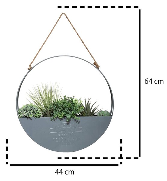Sztuczne kwiaty, Ø 44 cm, wisząca dekoracja w metalowej osłonce