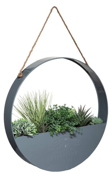 Sztuczne kwiaty, Ø 44 cm, wisząca dekoracja w metalowej osłonce