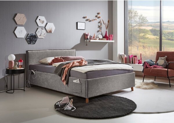 Szare tapicerowane łóżko dziecięce bez stelaża 120x200 cm Fun – Meise Möbel