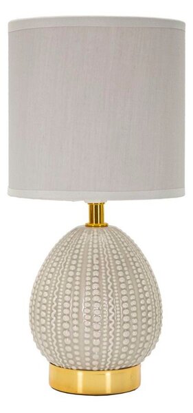 Jasnoszara lampa stołowa ceramiczna z tekstylnym kloszem (wysokość 30,5 cm) Flavi – Mauro Ferretti