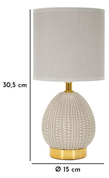 Jasnoszara lampa stołowa ceramiczna z tekstylnym kloszem (wysokość 30,5 cm) Flavi – Mauro Ferretti