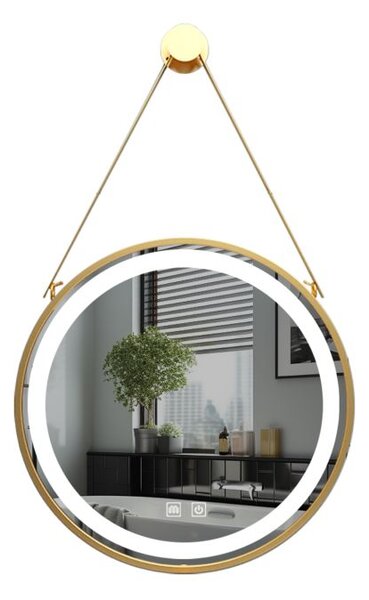IREDA Lustro łazienkowe LED z oświetleniem, złota rama, 60cm