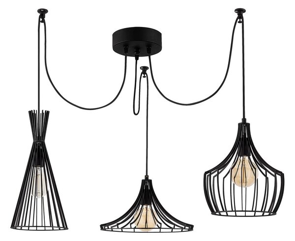 Czarna lampa wisząca z metalowym kloszem Mezopotamya – Opviq lights