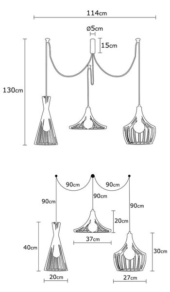 Lampa wisząca w kolorze miedzi z metalowym kloszem Mezopotamya – Opviq lights