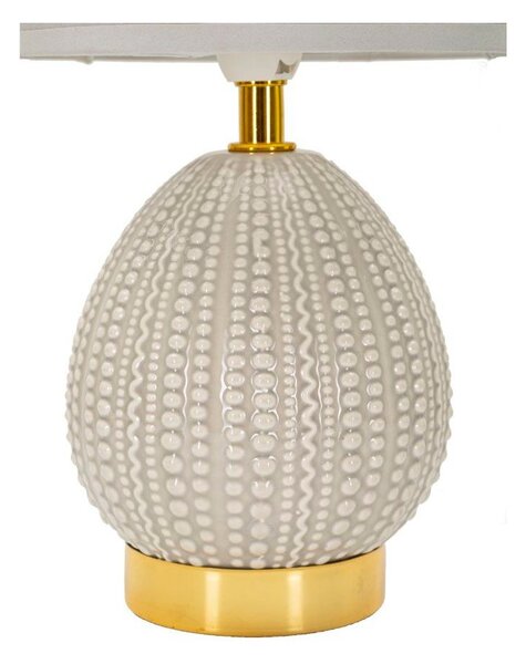 Jasnoszara lampa stołowa ceramiczna z tekstylnym kloszem (wysokość 30,5 cm) Flavi – Mauro Ferretti