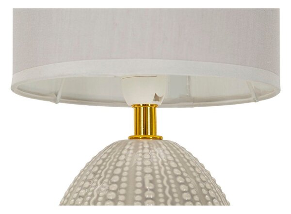 Jasnoszara lampa stołowa ceramiczna z tekstylnym kloszem (wysokość 30,5 cm) Flavi – Mauro Ferretti