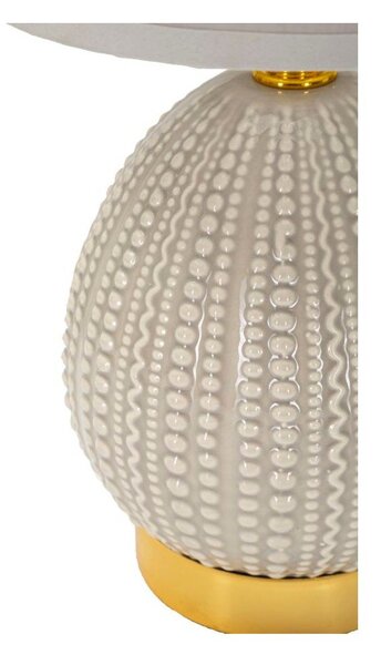 Jasnoszara lampa stołowa ceramiczna z tekstylnym kloszem (wysokość 30,5 cm) Flavi – Mauro Ferretti