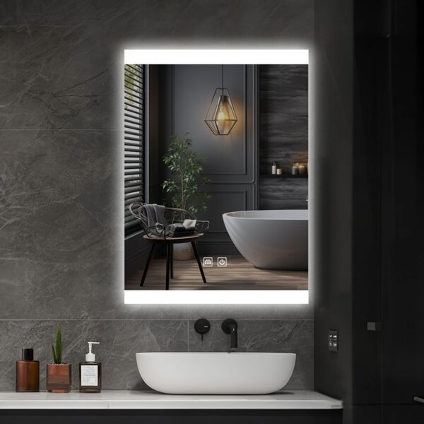 IREDA Lustro łazienkowe z oświetleniem LED, 70 x 50 cm