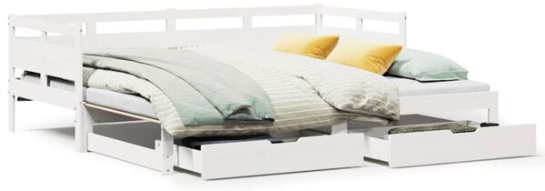 Sofa rozsuwana z szufladami, bez materaca, białe, 90x190 cm