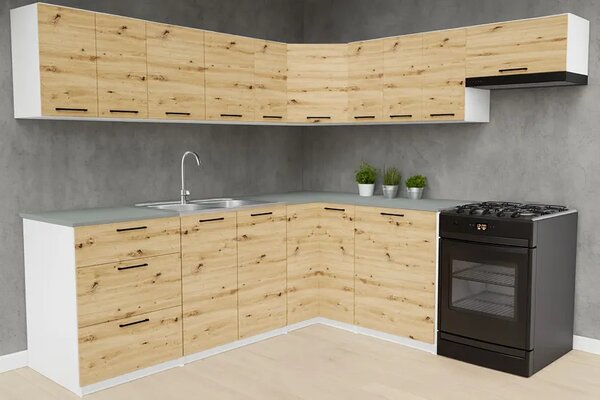 Narożny komplet mebli kuchennych dąb artisan T5-F34