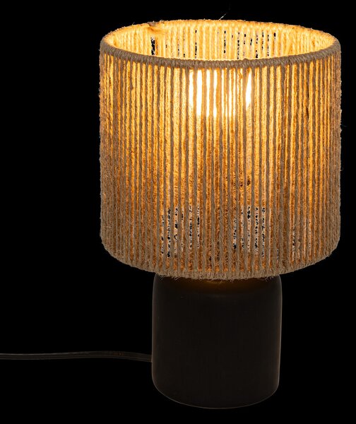 Ceramiczna lampa stołowa KOBY z plecionym kloszem, 24 cm