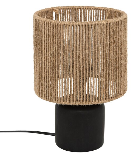 Ceramiczna lampa stołowa KOBY z plecionym kloszem, 24 cm