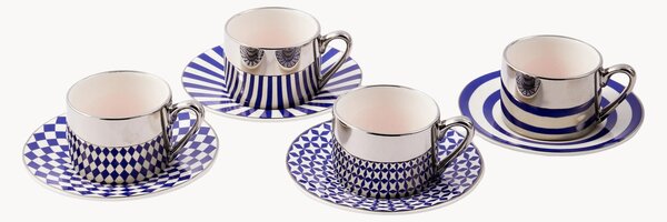 Komplet filiżanek ze spodkiem z porcelany Aunty, 8 elem