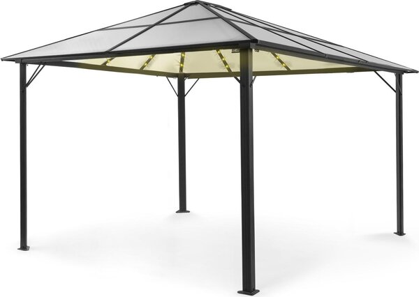 Blumfeldt Pawilon 3x4m, Nierdzewny pawilon aluminiowy ze stałym dachem i ściemnianymi światłami LED, Wodoodporny, Stabilny i odporny na zimę, Trwała wolnostojąca pergola, Pawilon ogrodowy na taras