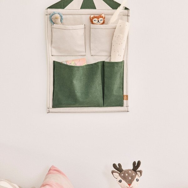 Zielony/kremowy tekstylny organizer wiszący 40x1x60 cm Circus – OYOY Mini