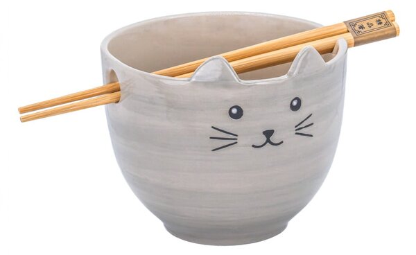 Szara kamionkowa miska 450 ml Cat – Sass & Belle