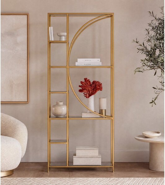 Stalowy regał w kolorze złota 66x176x25,5 cm Elenor – Bizzotto