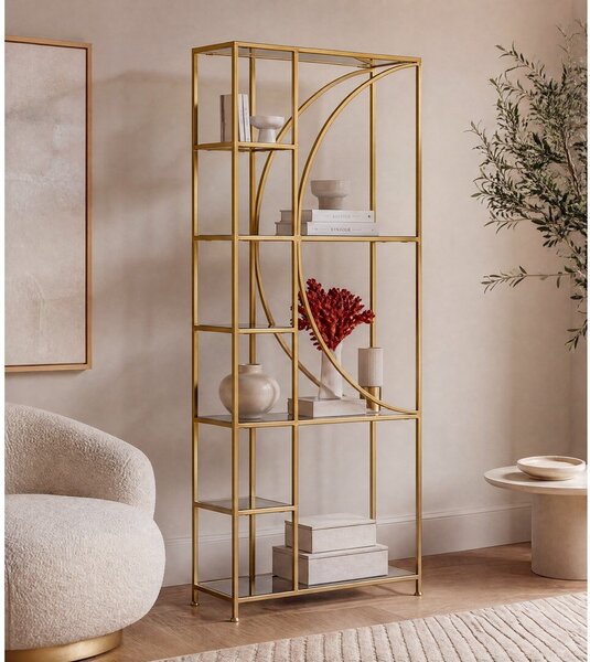 Stalowy regał w kolorze złota 66x176x25,5 cm Elenor – Bizzotto