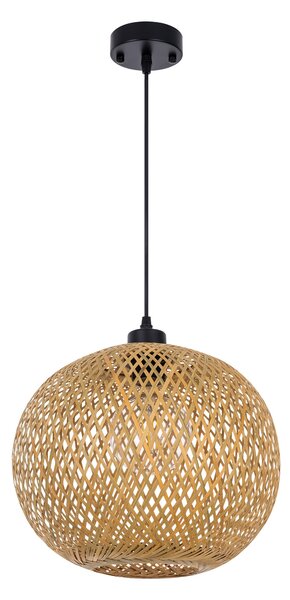 SUFITOWA LAMPA WISZĄCA BAMBUSOWA BOHO PLECIONY ŻYRANDOL DO SYPIALNI I SALONU 30 CM