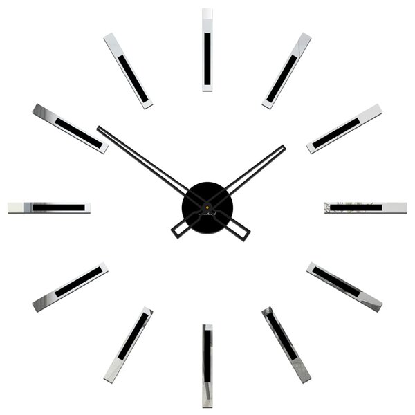 Duży nowoczesny zegar ścienny Mirror Line Silver