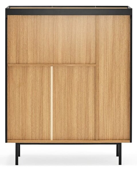 Czarna wysoka komoda w dekorze dębu 95x120 cm Arista – Teulat