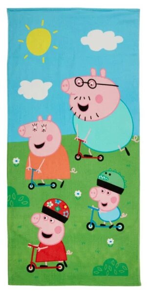 Ręcznik plażowy dziecięcy PEPPA PIG 70x140 cm kolorowy, 100% bawełniany welur