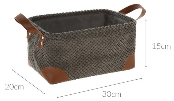Koszyk do przechowywania, sztruks z uchwytami, 30 x 20 x 15 cm