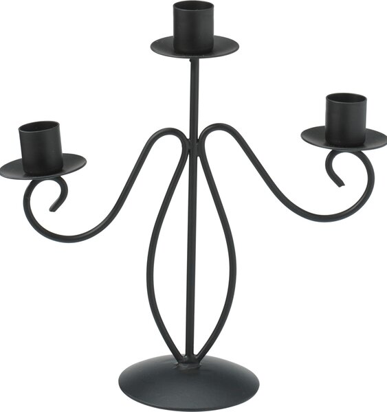 Świecznik trójramienny, metal, 22 cm
