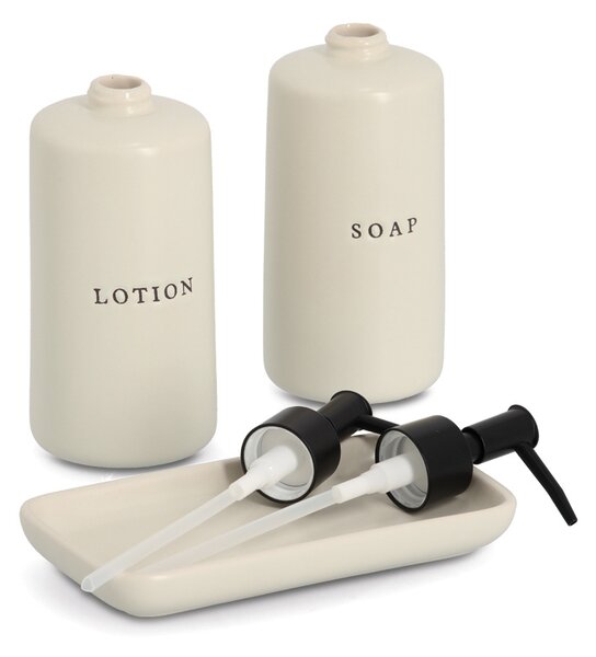 Ceramiczne dozowniki do mydła i lotionu BATH STYLE, 3 elementy