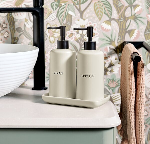 Ceramiczne dozowniki do mydła i lotionu BATH STYLE, 3 elementy