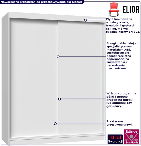 Garderoba biała z przesuwnymi drzwiami 160 cm C6-M60