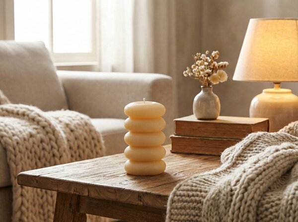 Świeca słupowa MACARON 11,5 cm jasnożółta