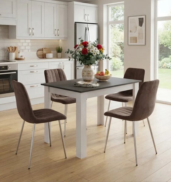 Ciemnobrązowe metalowe krzesło na chromowanych nogach R8-B15