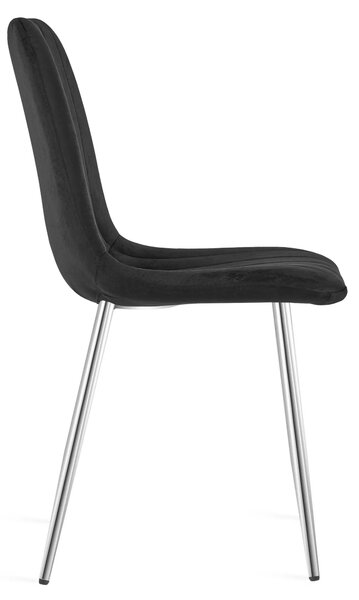 Czarne welurowe chromowane krzesło do stołu M4-B88