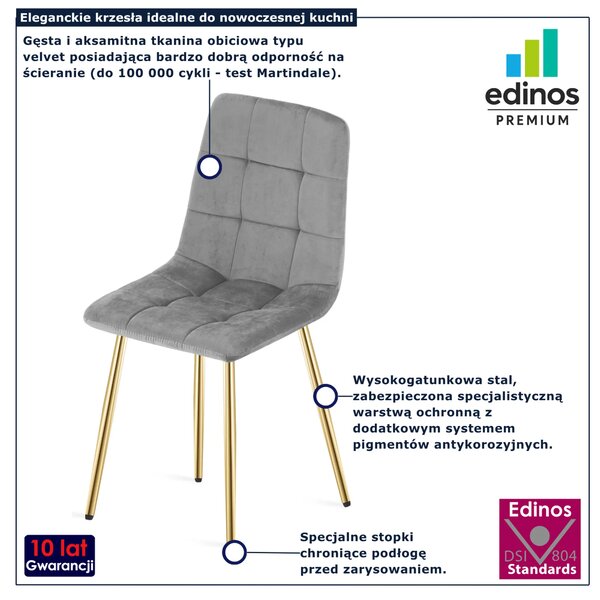 Jasnoszare krzesło metalowe glamour do stołu K7-Z64