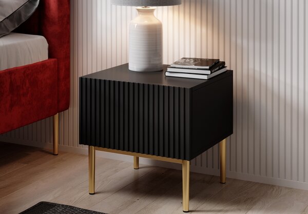 Zestaw szafek nocnych Nicole 46 cm - czarny / złote nóżki