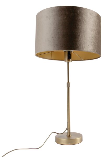 Lampa stołowa brązowa z aksamitnym brązowym abażurem 35 cm - Parte