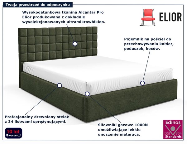 Nowoczesne zielone łóżko tapicerowane 3 rozmiary E9-S49
