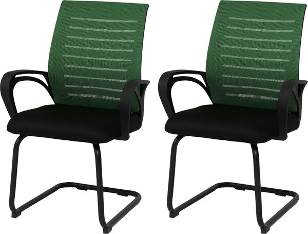 Zestaw 2 krzeseł do jadalni HWC-K51, krzesło z podłokietnikami, tkanina/materiał (250 g/m²) ~ zielony, rama czarna