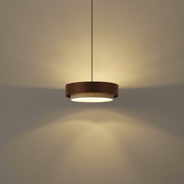 Nowoczesna lampa wisząca ciemny brąz z taupe 50 cm 3-źródła światła - Drum Duo