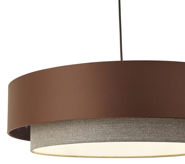 Nowoczesna lampa wisząca ciemny brąz z taupe 50 cm 3-źródła światła - Drum Duo