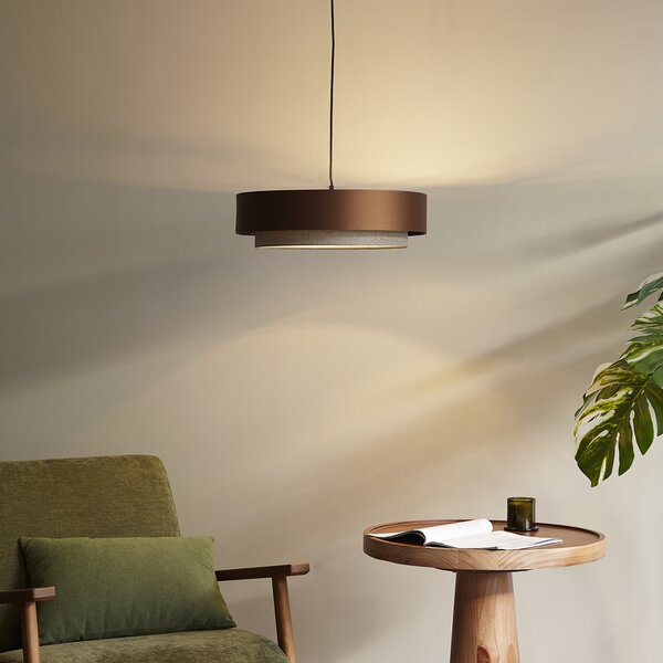 Nowoczesna lampa wisząca ciemny brąz z taupe 50 cm 3-źródła światła - Drum Duo