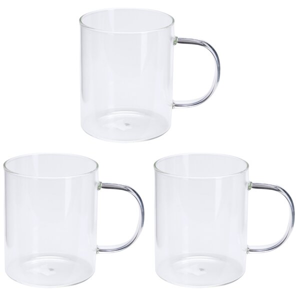 Kubek szklany z dużym uchem VUNI, 3 x 400 ml