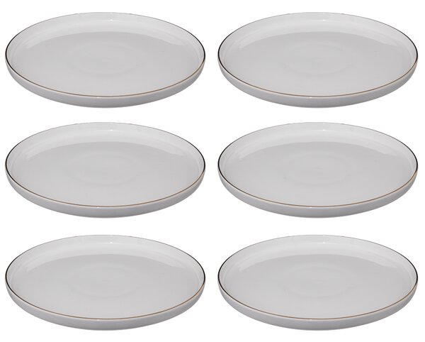 Talerze obiadowe porcelanowe SUBLIMA, złota obwódka, 6 sztuk x Ø 27 cm