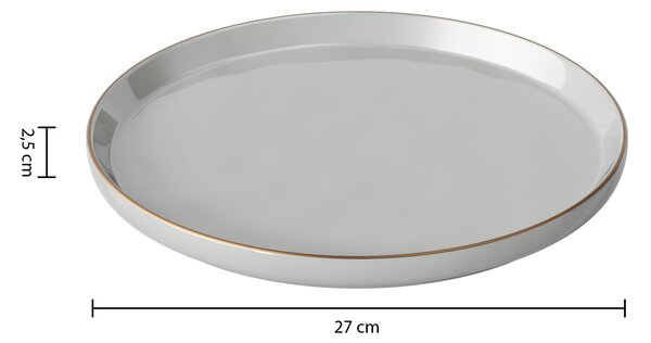 Talerze obiadowe porcelanowe SUBLIMA, złota obwódka, 6 sztuk x Ø 27 cm