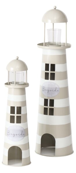 Zestaw metalowych dekoracji w kształcie latarni morskich SANDS, wys. 40-57 cm