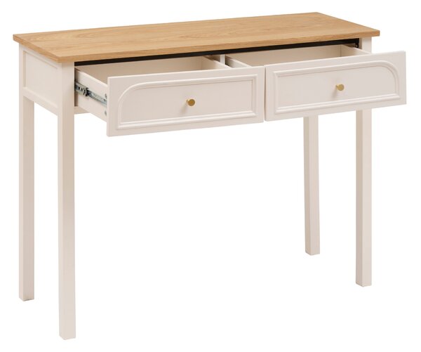 Konsola z 2 szufladami MODEA, 100 x 35 x 80 cm, beżowa