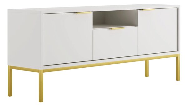 Stojąca szafka pod TV z szufladą 135 cm biały + złoty S9-K35